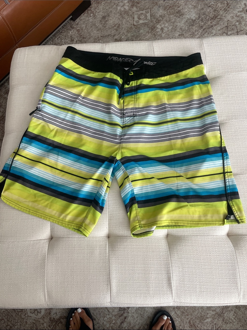Rip Curl Lime & Blue Striped Board Shorts